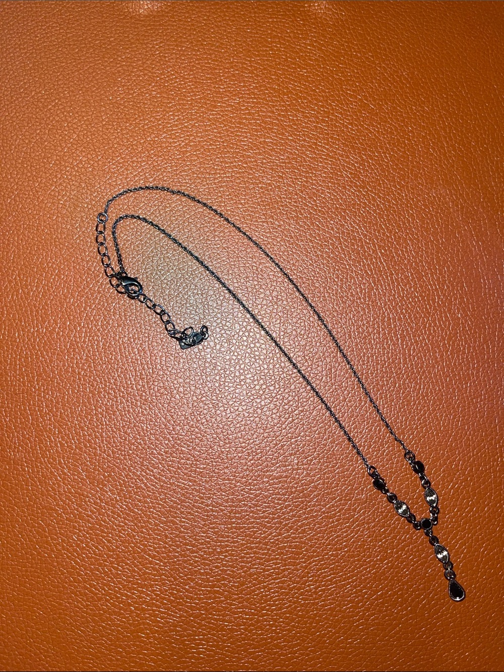 Delicate Black Crystal Drop Necklace 1928